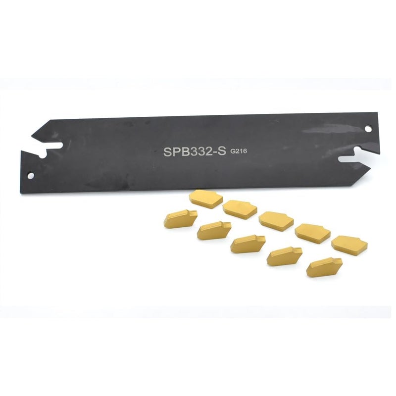 CDBP SPB332-S/SPB32-3 Parting Blade with 10 pcs GTN-3 Carbide Inserts Parting Grooving Cut-Off Tool Set, Slotted Tool - Image 4